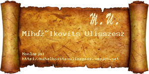 Mihálkovits Ulisszesz névjegykártya